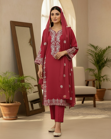 Designer Three Piece | Mouni | Winter Cotton