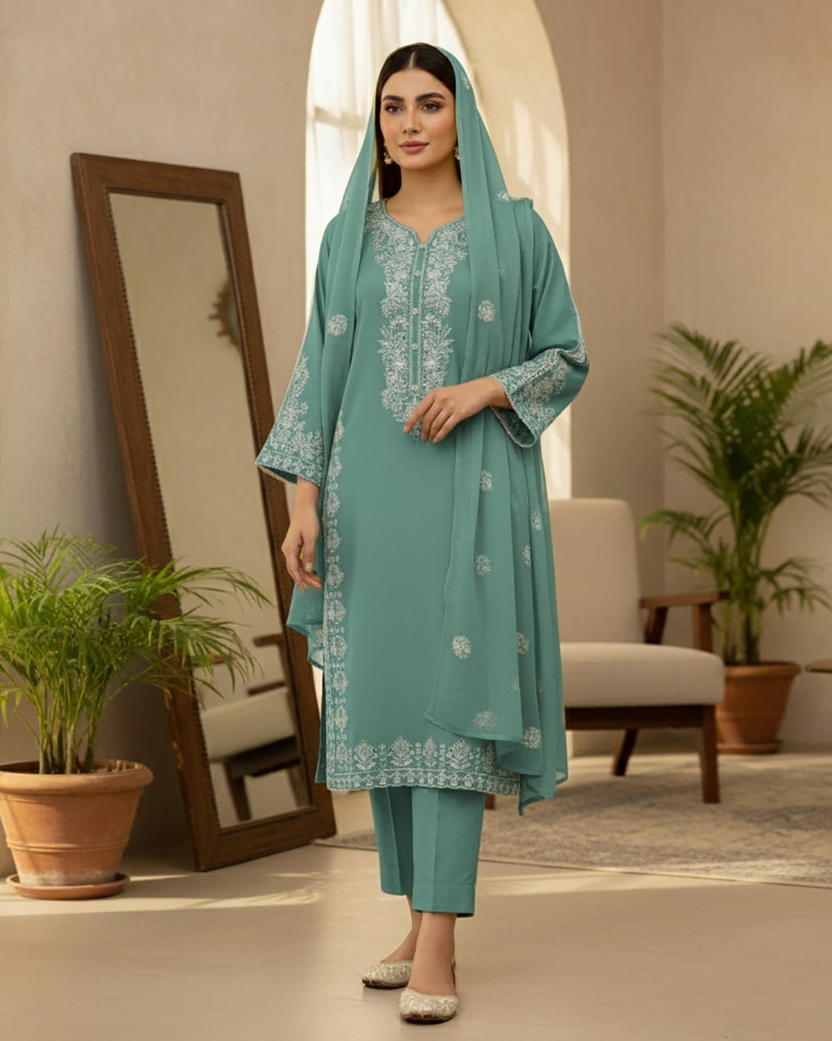 Designer Three Piece | Mouni | Winter Cotton